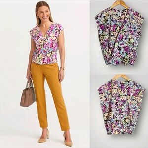 Cabi Eden floral Wrap Blouse Top Size Medium NWOT Colorful Spring Summer